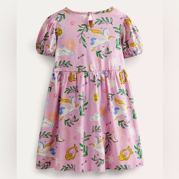 Mini Boden Girls Adorable Puff Sleeve Dress Winsome Pink Greek Toile Sz 5-6Y - Picture 3 of 12